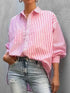 'Primrose' Striped Button Up Long Sleeve Shirt - Celes Fashion